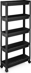 Carrinho de 5 prateleiras, estreito, com rodas suaves 54 x 18,5 x 124 cm em PP Organizador multifuncional para casa de banho, cozinha e lavandaria Pre