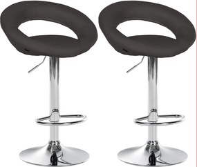 Conjunto de 2 bancos de bar Olinda em tecido e com estrutura cromada 52 x 77-97 x 47 cm Cinzento escuro