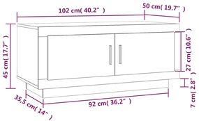 Mesa de centro 102x50x45 cm derivados madeira carvalho fumado