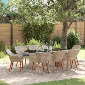 vidaXL Conjunto de sala de jantar 9 pcs Cinzento-claro