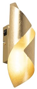 LED Candeeiro de parede retro folha dourado com interruptor - Belle Art Deco