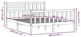 Estrutura de cama 160x200 cm madeira maciça branco