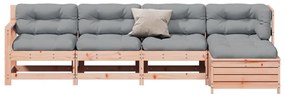 5 pcs conj. lounge jardim com almofadões madeira douglas maciça