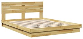Estrutura cama cabeceira sem colchão 150x200 cm maciça carvalho