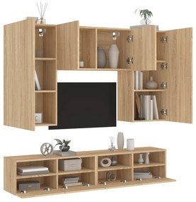 vidaXL 5 pcs móveis de parede p/ TV derivados madeira carvalho sonoma