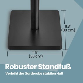 Cabideiro em madeira maciça 30 x 30 x 175 cm preto