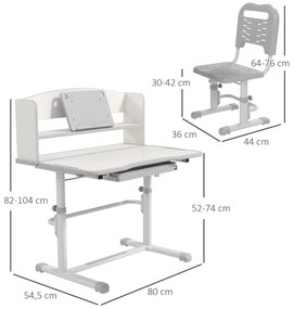 ZONEKIZ Conjunto de Secretária e Cadeira para Crianças de 6-12 Anos Se