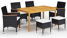 vidaXL 7 pcs conjunto de jantar para jardim preto