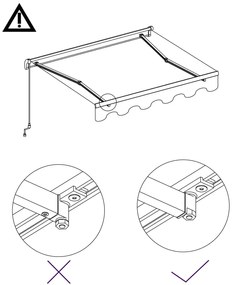 Toldo retrátil manual 350x250 cm laranja e castanho