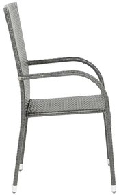 Cadeiras de exterior empilháveis 6 pcs vime PE cinzento