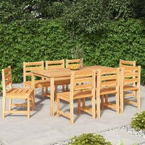 9 pcs conjunto de jantar para jardim madeira de teca maciça