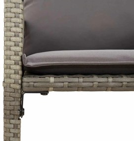 7 pcs conj. de bar jardim c/ almofadões vime PE/acácia cinzento