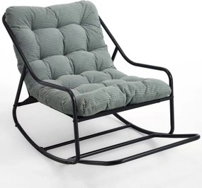 Poltrona Papasan, giratória 360°, almofada espessa(Veludo Cotelê), estrutura em aço, 92x92x67 cm, Azul marinho | AOSOM Portugal