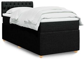 vidaXL Cama com molas/colchão 100x200 cm tecido preto