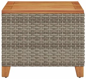 Mesa de jardim 45x45x37 cm vime PE e madeira de acácia cinzento