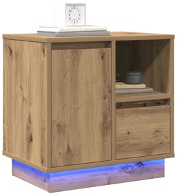 Camas de Cabeceira com LED 2 pcs Carvalho Artesanal 50x34,5x50 cm