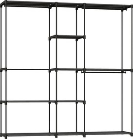 HOMCOM Armário para Roupas 182x43x185 cm Armário Aberto com 8 Prateleiras de Tecido Barras para Pendurar 182x43x185 cm Preto | Aosom Portugal