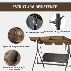 Banco Baloiço de Jardim Baloiço de Exterior com Toldo Ajustável Assent