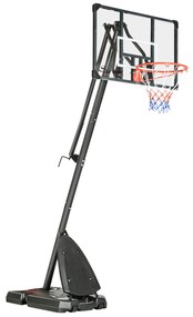 SPORTNOW Tabela de Basquetebol com Altura Ajustável Rodas Base Preenchida com Água ou Areia para Exterior 111x70,5x293-350 cm Preto