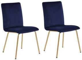 Conjunto de 2 cadeiras de jantar em veludo azul marinho RUBIO Beliani
