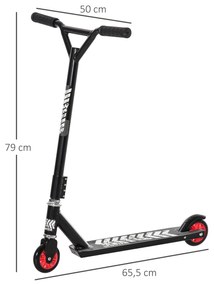 HOMCOM Trotinete Freestyle trotinete para crianças acima de 8 anos com rotação 360º de alumínio guidão antiderrapante e rodas com freio Carga 100kg 68,5x49x78,5 cm Preto
