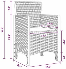 Conjunto de Jantar de Jardim 13 pcs Antracite Grande