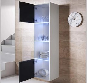 Vitrine Suspensa Lukis – Branco e Preto – 40x29x165 cm – Com LED Azul