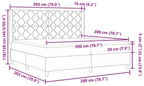 Cama Box Spring vidaXL com Colchão e LED Preta 200x200 cm Tecido