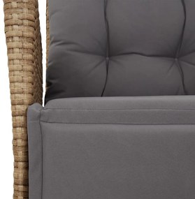 7 pcs conjunto de jantar p/ jardim com almofadões vime PE bege