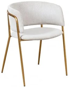 Pacote De 4 Cadeiras De Jantar Estofadas Nalon Dourado & Bombazina Beige Creme & Pana - Sklum