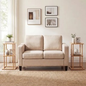 Conjunto de 2 mesas laterais retangulares de bambu 40 x 28 x 65 cm com prateleiras de arrumação para canto de sala de estar ou quarto Natural