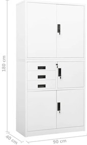 Armário de escritório 90x40x180 cm aço branco