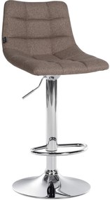 Conjunto de 2 bancos altos Jerry em tecido com estrutura cromada 87-108,5 x 43 x 46,5 cm Castanho acinzentado