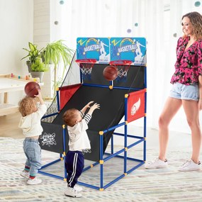Mini máquinas de basquetol duplo para crianças 90 x 90 x 140 cm preto e azul