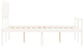 Estrutura de cama com cabeceira 120x200cm madeira maciça branco