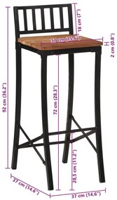 Cadeiras de bar 2 pcs acácia maciça