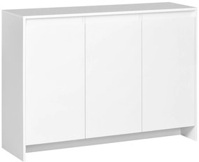 HOMCOM Móvel Aparador com 3 Portas Prateleiras Ajustáveis e Suporte com Fecho Suave para Televisores 120x35x85 cm Branco