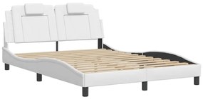 Estrutura cama c/ cabeceira 140x200 cm couro artificial branco