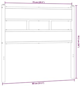 Cabeceira de cama 75 cm derivados madeira/ferro carvalho fumado