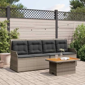 vidaXL 3 pcs conjunto lounge de jardim c/ almofadões vime PE cinzento