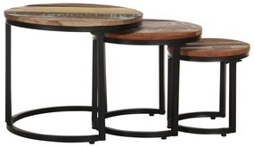 Mesas de apoio 3 pcs madeira recuperada maciça