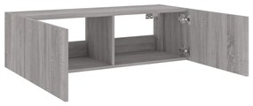 Móvel de parede p/ TV c/ luzes LED 100x35x31 cm cinzento sonoma