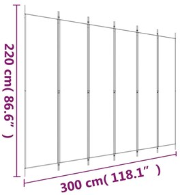 Divisória/biombo com 6 painéis 300x220 cm tecido castanho