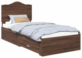 vidaXL Estrutura da Cama com cabeceira Carvalho Marrom 90 x 190 cm