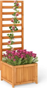 Floreira de jardim de madeira com treliça 42,5 x 40,5 x 123 cm com orifícios de drenagem e espaços para plantas trepadeiras Flores laranja