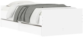 Estrutura cama de solteiro pequena c/ gavetas 75x190 cm branco