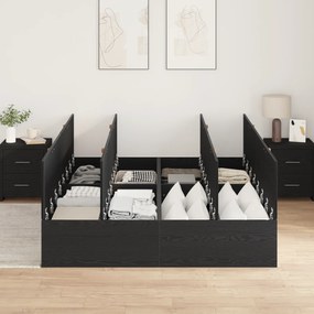 Cama com Arrumação vidaXL Madeira Preta 140x200 cm