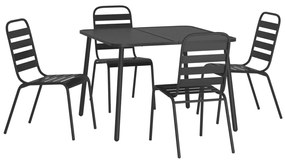 5 pcs conjunto de jantar para jardim aço antracite