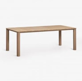 Mesa De Jardim Retangular Em Alumínio E Madeira De Teca Sirka Moka Brown & 220 X 100 Cm - Sklum