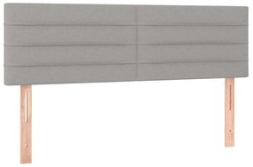 Cama box spring c/ colchão e LED 140x190 cm tecido cinza-claro